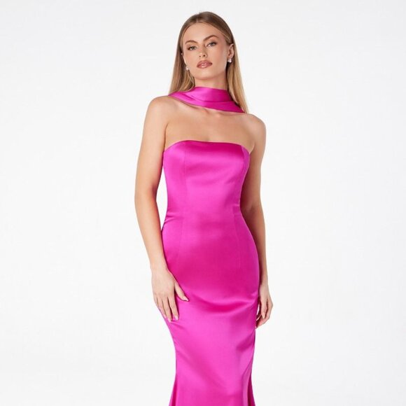 New Strapless Mermaid Ceremonial Gown w/ Removable Scarf & Zipper Back CD T2012 - Picture 1 of 9